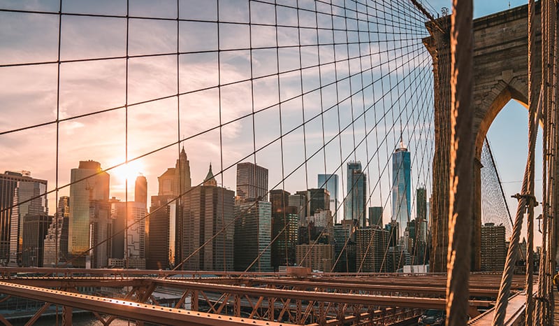 Manhattan, NYC vista desde el puente de Brooklyn