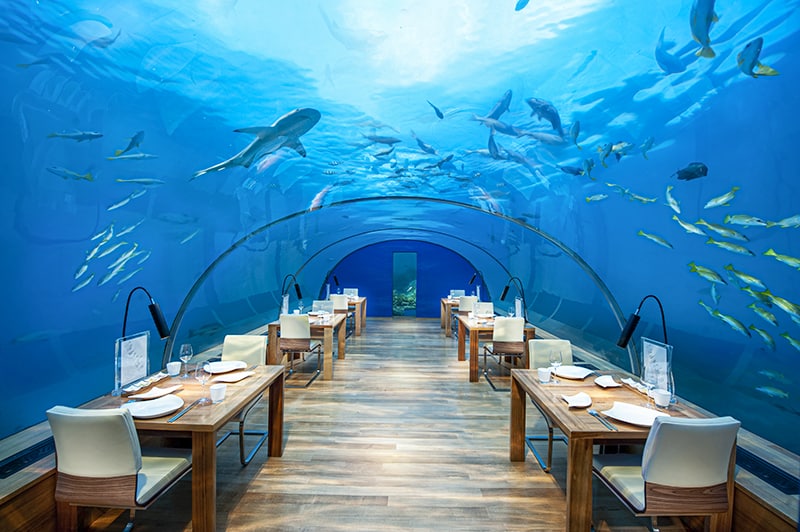 Restaurante Ithaa Undersea en Conrad Maldivas