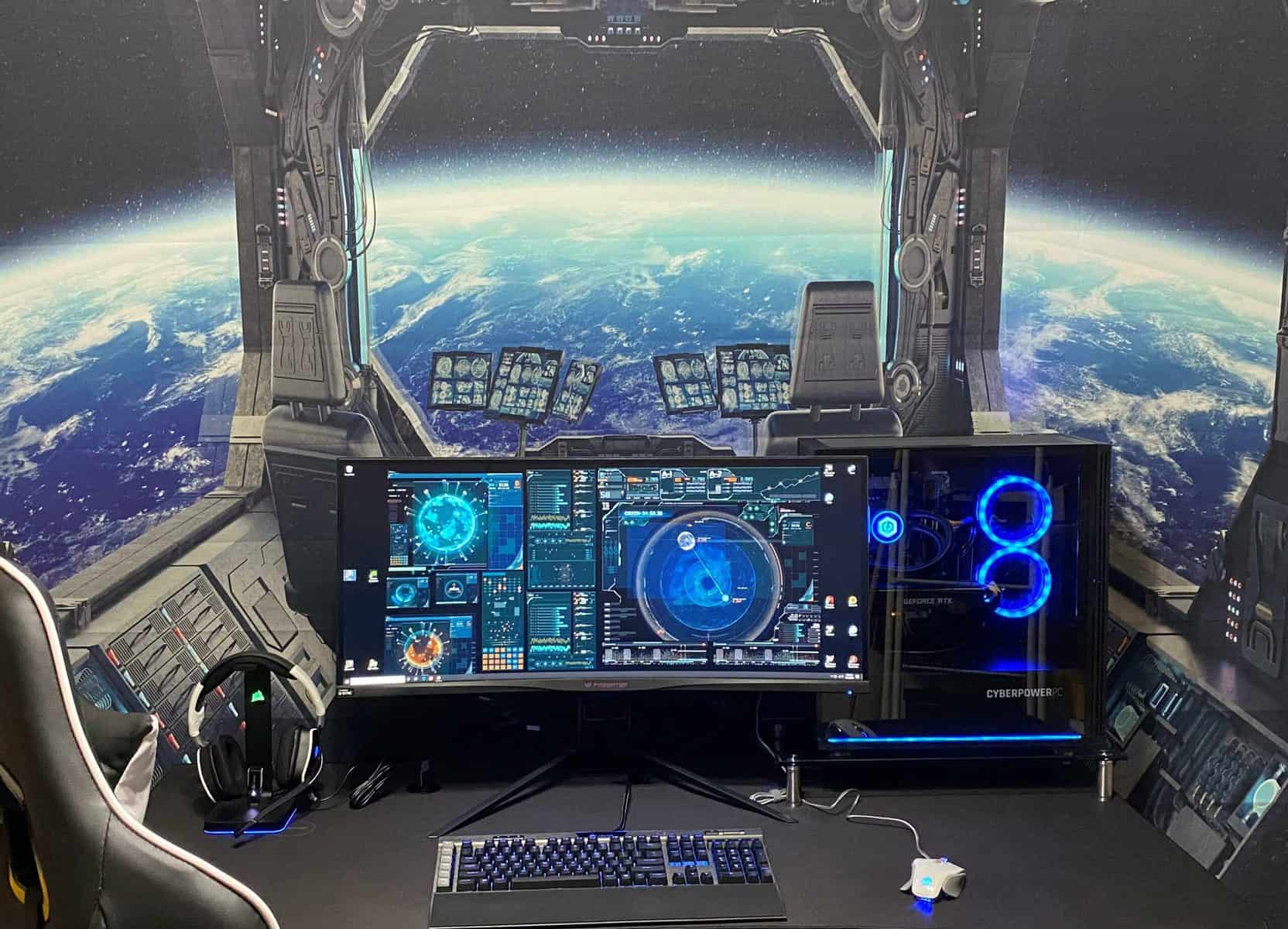 Sala de juegos de temática espacial